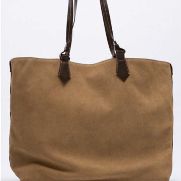 Zara NWT Reversible Split Leather Tote bag - Picture 8 of 11